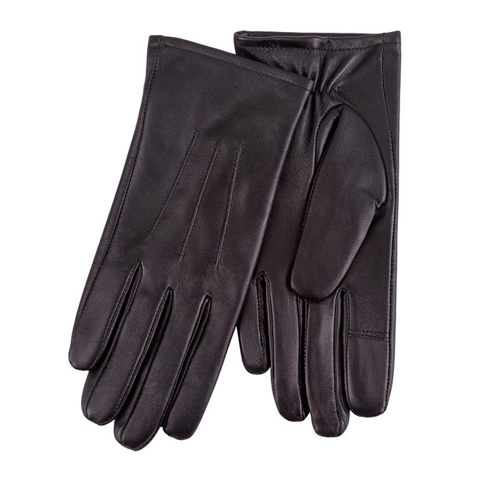 Isotoner® Ladies Three Point Leather Glove With SmarTouch® Black Extra Image 1